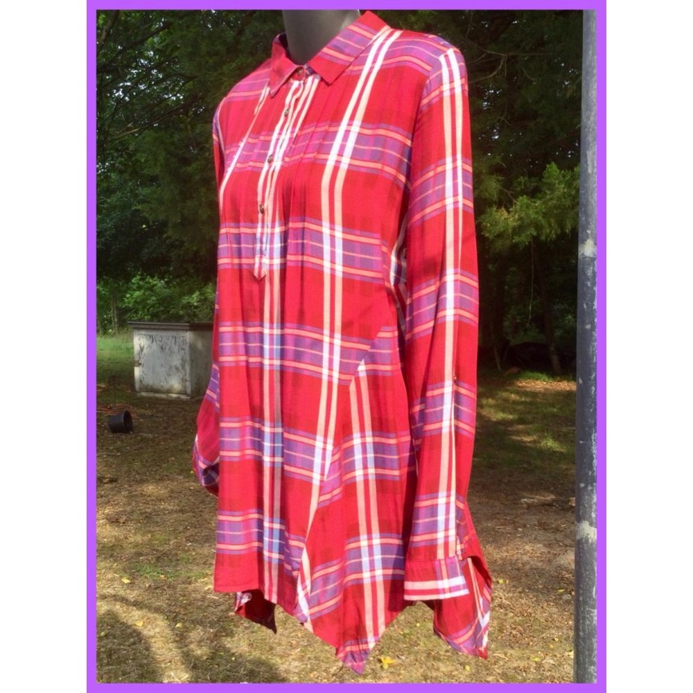 Plaid Tunic w/sidetails, sz S